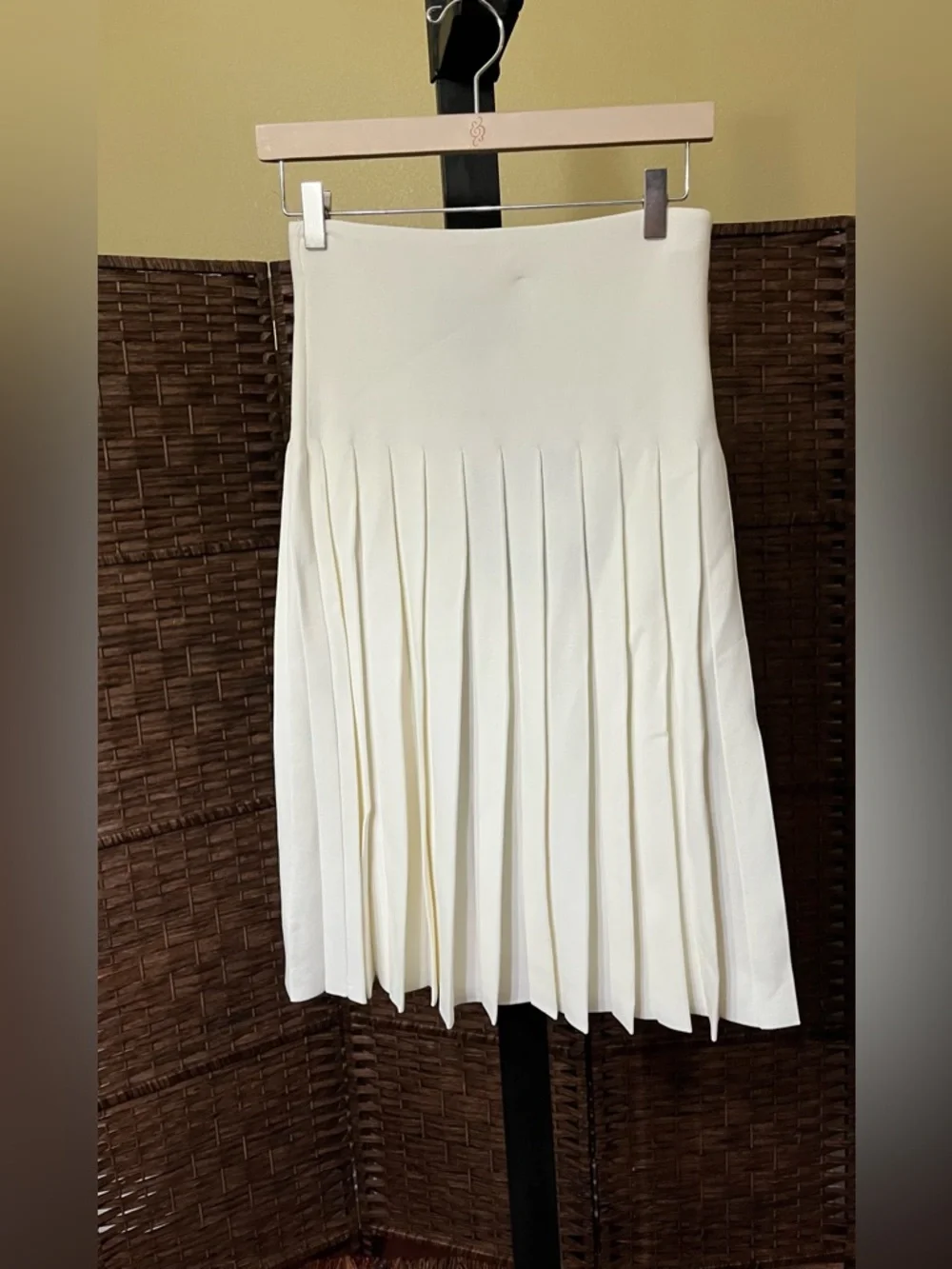 Aleeza Paris Grace Chain Cardigan & Pleated Wonder Skirt Set Ivory – Size Small - Picture 6 of 8